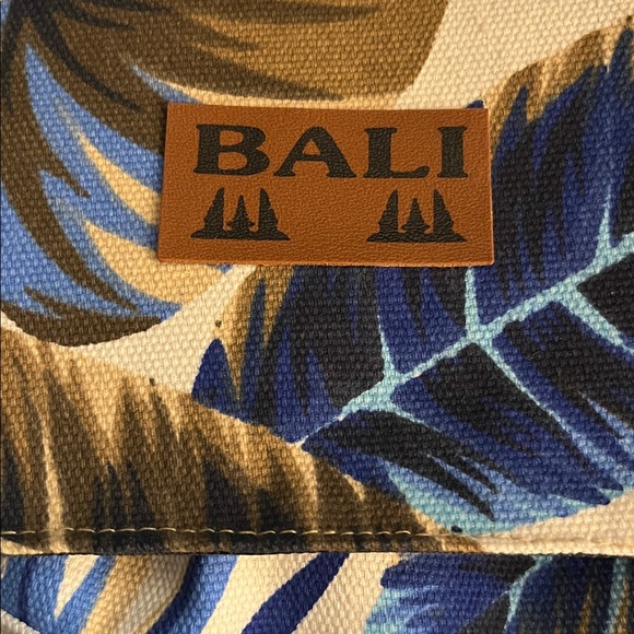 ?BALI Blue & Tan Tropical Leaf Print Backpack - Actual Souvenir from Bali ? main image 6